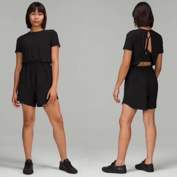 lululemon athletica Pants - Lululemon Lightweight High-Neck Open Back Romper, Black - Size 6